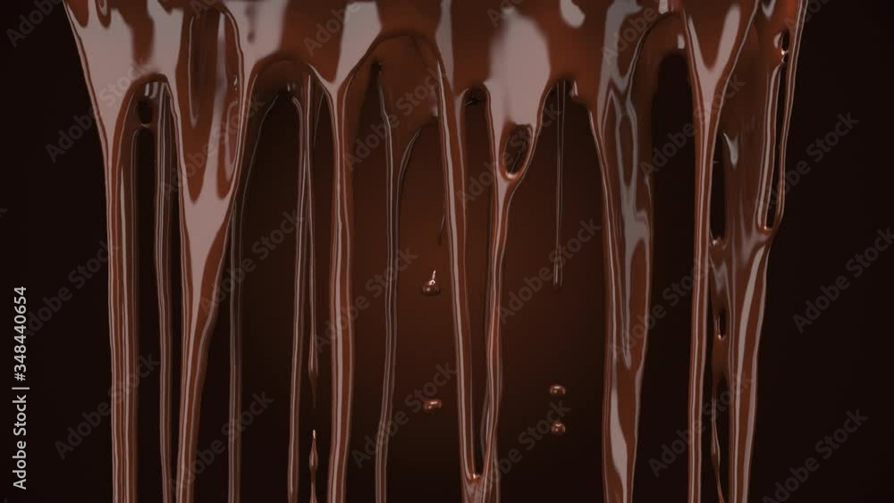 Poster chocolate dripping drop down . 3d animation include alpha channel.