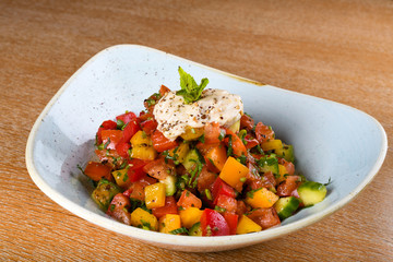 Flexitarian salad. A semi-vegetarian diet, also called a flexitarian diet