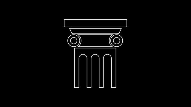 White line Law pillar icon isolated on black background. 4K Video motion graphic animation