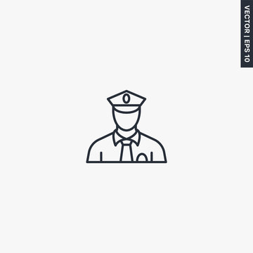 Police officer, linear style sign for mobile concept and web design