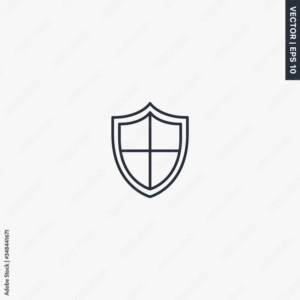 Poster security, linear style sign for mobile concept and web design
