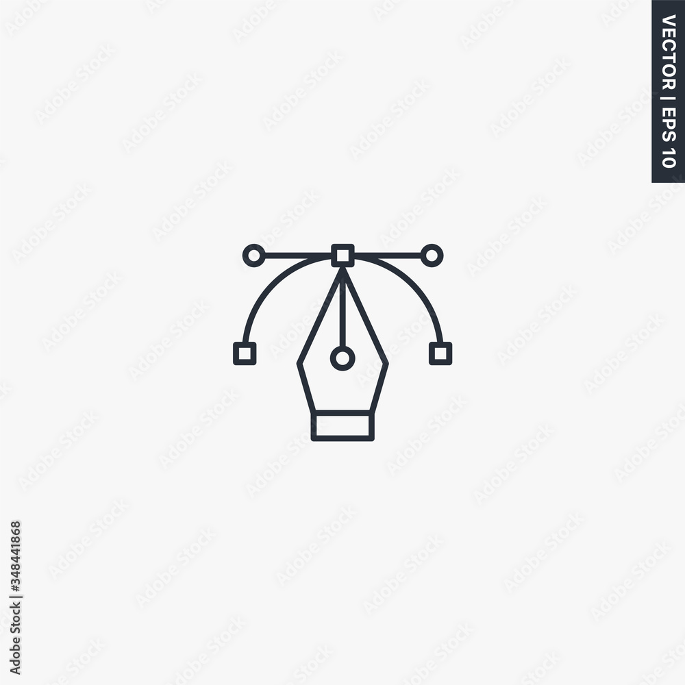 Poster tool pen, linear style sign for mobile concept and web design