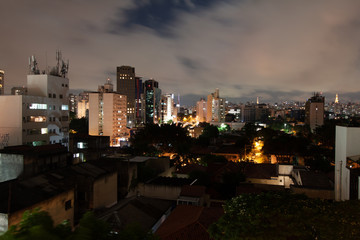 Fototapeta premium Night Cityscape panorama of San Paulo city during the late evening in February