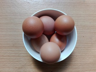 brown eggs in a bowl