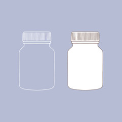 Pill bottle. The pill bottle medicine, photo isolated background. Realistic plastic bottle. Mock Up Template. Vector illustration.