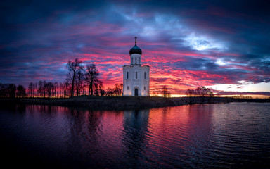 Church of the Intercession on the Nerl river at dawn  (Vladimir region, Russia)