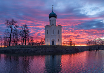 Church of the Intercession on the Nerl river at dawn  (Vladimir region, Russia)