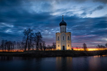 Church of the Intercession on the Nerl river at dawn  (Vladimir region, Russia)