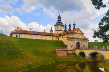 Fototapeta na wymiar View of the Nesvizh castle and surrounding area