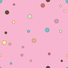 Colorful dotted seamless pattern. Polka Dot on pink background Background. Vector illustration