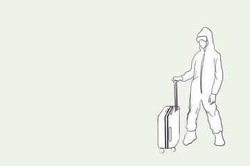 Illustration of People practicing Social Distancing or Physical Distancing during COVID-19 pandemic, Coronavirus changes our way of life. Protective Hazmat Suit / Personal Protective Equipment (PPE)