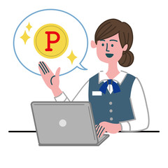 女性　銀行員　OL  事務員　パソコン　ポイント