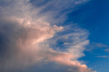 Fototapeta na wymiar Nice sunset cumulus cloud on blue sky