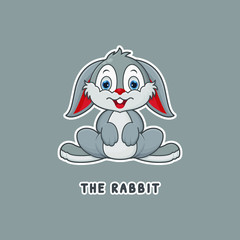 Rabbit Vector. Zoo Cartoon Character. Cute Animal Mascot Outline Style
