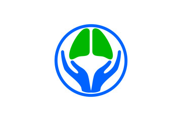Hand help care logo template vector
