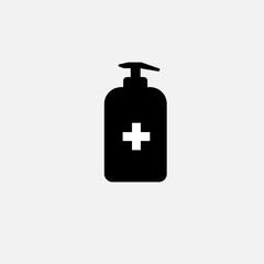 Disinfection. Hand sanitizer bottle icon, washing gel. Vector illustrationDisinfection. Hand sanitizer bottle icon, washing gel. Vector illustration	
