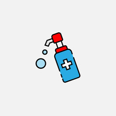 Disinfection. Hand sanitizer bottle icon, washing gel. Vector illustrationDisinfection. Hand sanitizer bottle icon, washing gel. Vector illustration	
