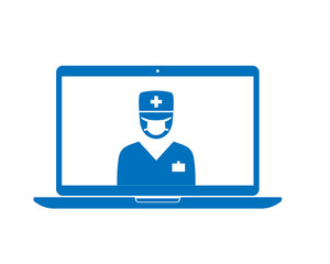 tele Medicine icon , doctor on laptop icon