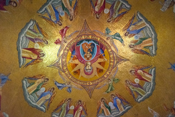 Inside views of church at service time