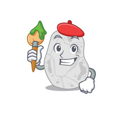 An artistic white planctomycetes artist mascot design paint using a brush