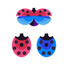 Red and Blue Ladybug and Ladybird Icons