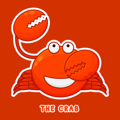 Crabs Cartoon Character. Cute Animal Mascot Icon Filed Style. Kids Sticker Collection