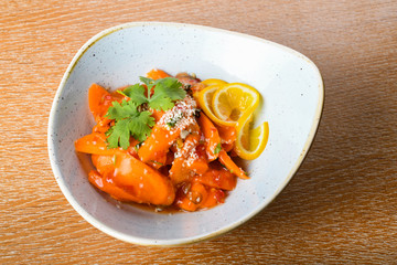 Spicy carrot salad, East Mediterranean dish, traditional classic and seimple recipe.