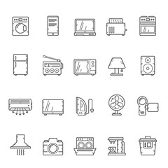 Line Household appliances and electronics icons - vector icon set