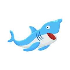 Shark Cartoon Character. Cute Wild Animal Mascot Icon Flat Design. Childrens Wallpaper
