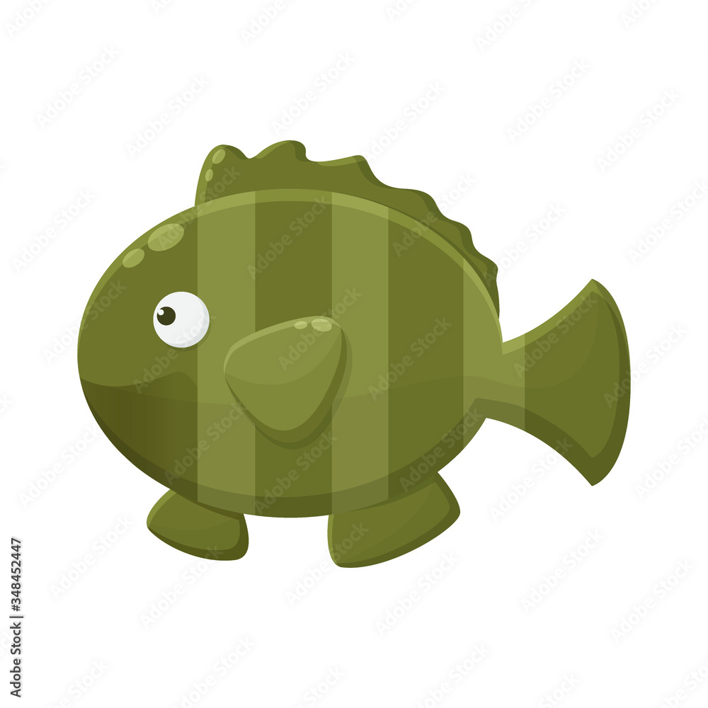 Canvas Prints Grouper Fish Cartoon Character. Cute Animal Mascot Icon Flat Design. Childrens Wallpaper
