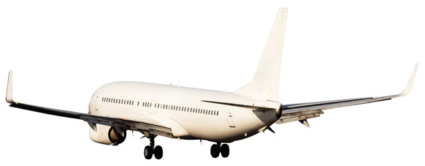 Commercial passenger airplane on white