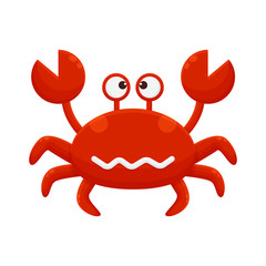 Crab Marine Cartoon Character. Cute Animal Mascot Icon Flat Design. Childrens Wallpaper
