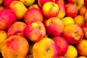 pink and yellow apples on the market