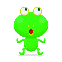 Frog Cartoon Character. Cute Animal Mascot Icon Flat Design. Childrens Book
