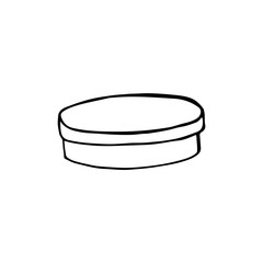 Doodle style gift box. Hand drawn vector illustration for cards, posters, stickers and professional design, web design, logo. Isolated on white background.