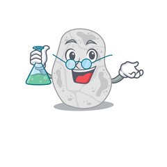 caricature character of white planctomycetes smart Professor working on a lab