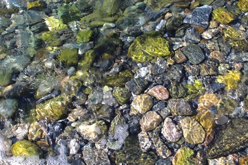 rocks in the clear water 
