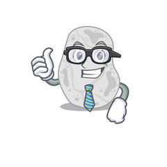 cartoon drawing of white planctomycetes Businessman wearing glasses and tie