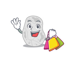 wealthy white planctomycetes cartoon character with shopping bags