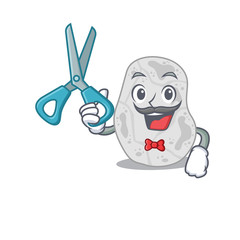 White planctomycetes cartoon character design as talented barber