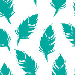 Obraz premium Feather silhouette isolated. Seamless pattern. Vector illustration