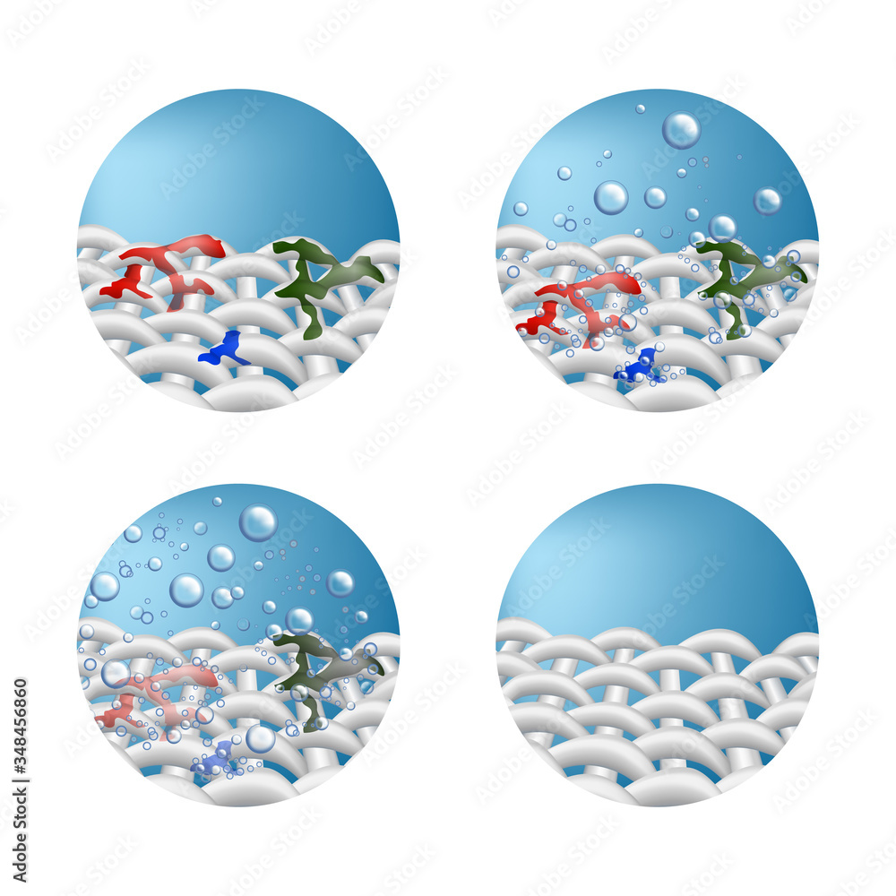 Poster realistic 3d detailed detergent display set. vector