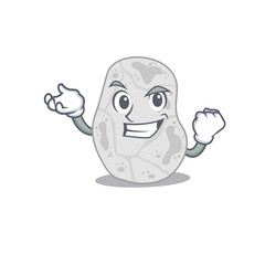 A funny cartoon design concept of white planctomycetes with happy face