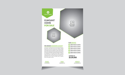 Business Abstract Template Flyer Design, Green Color, Shape design, Poster, A4