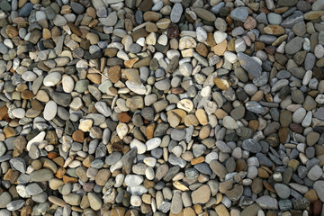 Abstract background with dry round Round river pebbles