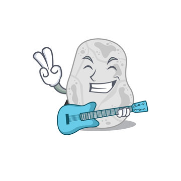 brilliant musician of white planctomycetes cartoon design playing music with a guitar
