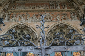 detailed facade of the church of Ulm Cathedral