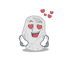 Romantic white planctomycetes cartoon character has a falling in love eyes
