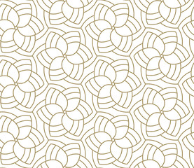 Motif floral sans couture avec texture de ligne de fleur géométrique abstraite, or sur fond blanc. Papier peint simple moderne léger, toile de fond de carreaux lumineux, élément graphique décoratif