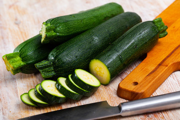 Courgettes with chopped slices